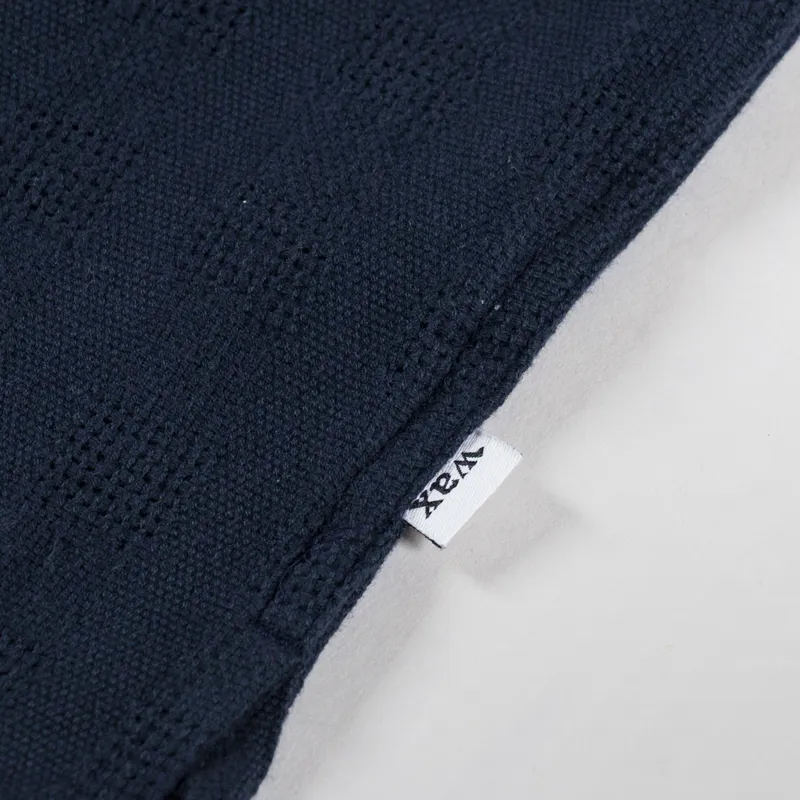 Wax London Didcot Shirt Open Weave Grid Navy-4