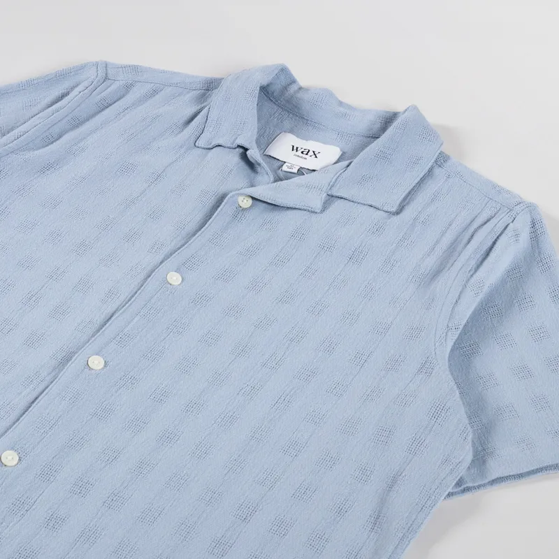 Wax London Didcot Shirt Open Weave Grid Pale Blue-1