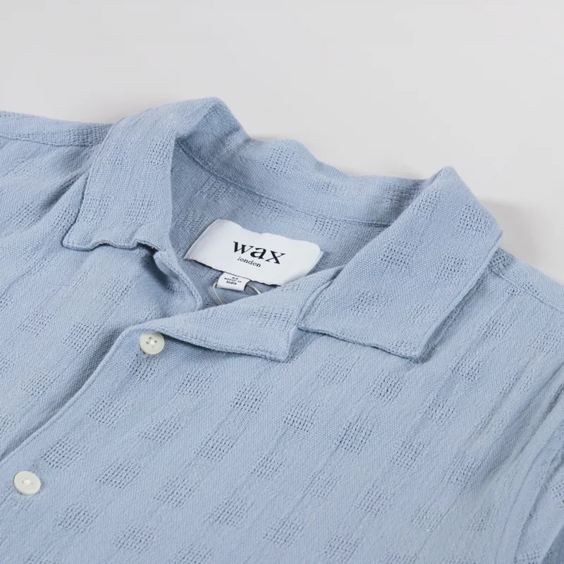 Wax London Didcot Shirt Open Weave Grid Pale Blue-2