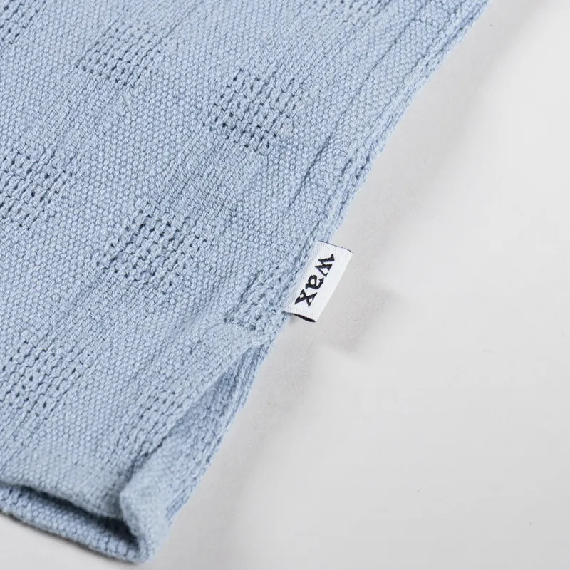 Wax London Didcot Shirt Open Weave Grid Pale Blue-5