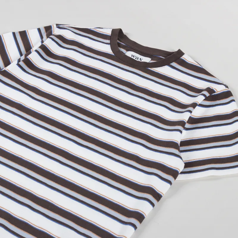 Wax London Striped Dean T Shirt Brown Ecru-1