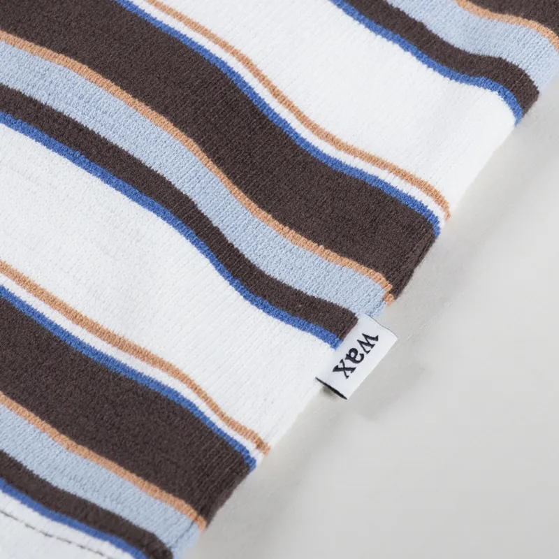 Wax London Striped Dean T Shirt Brown Ecru-2