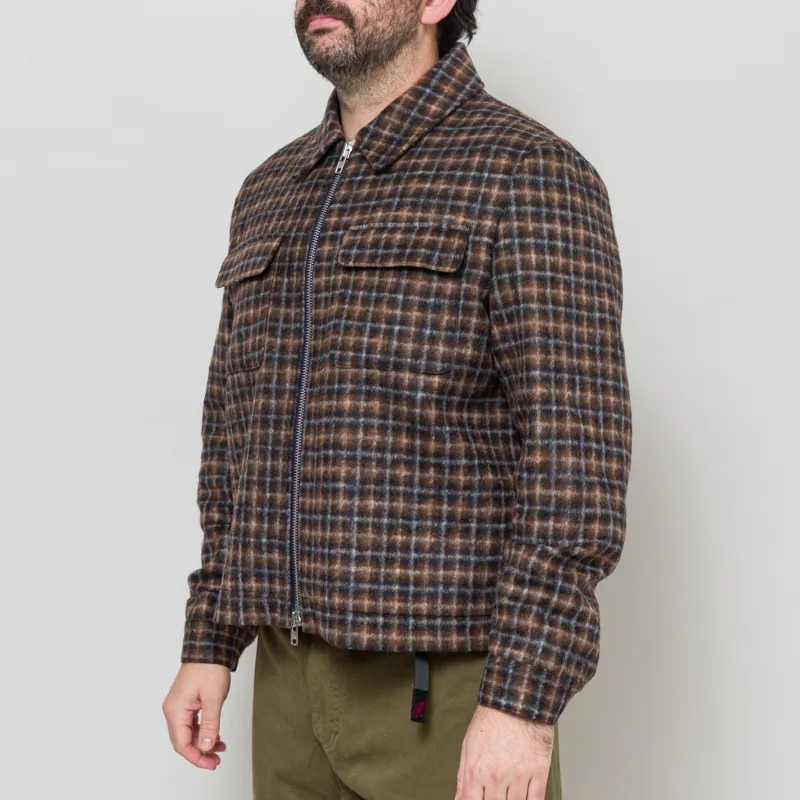 Wax London Osier Jacket Drawn Check Navy Brown-1