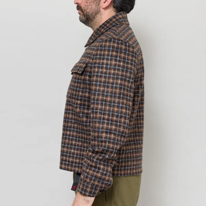 Wax London Osier Jacket Drawn Check Navy Brown-2
