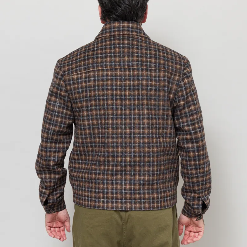 Wax London Osier Jacket Drawn Check Navy Brown-3