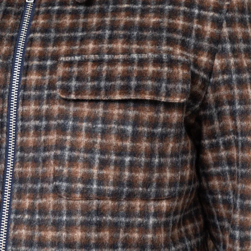 Wax London Osier Jacket Drawn Check Navy Brown-6