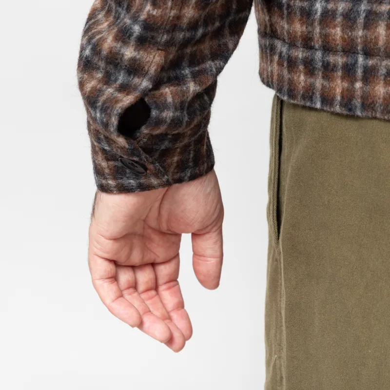 Wax London Osier Jacket Drawn Check Navy Brown-12