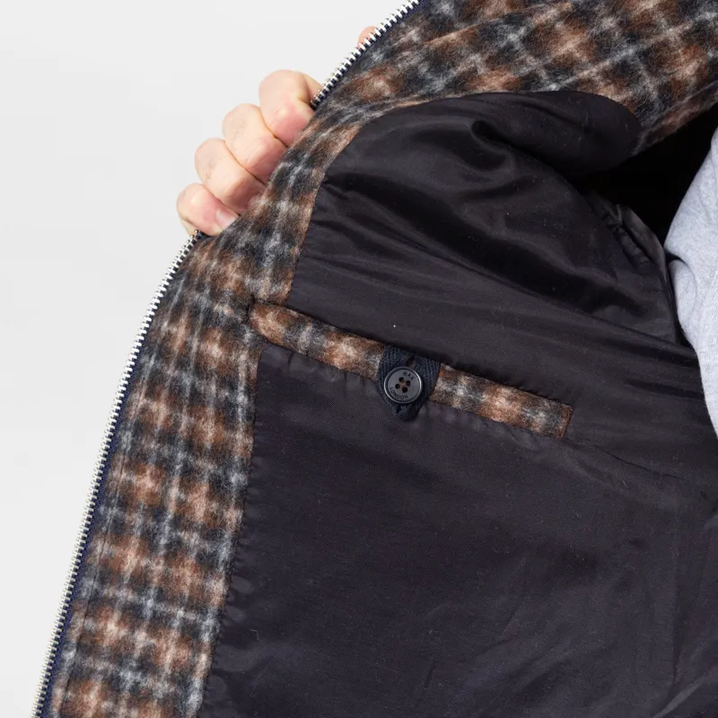 Wax London Osier Jacket Drawn Check Navy Brown-7