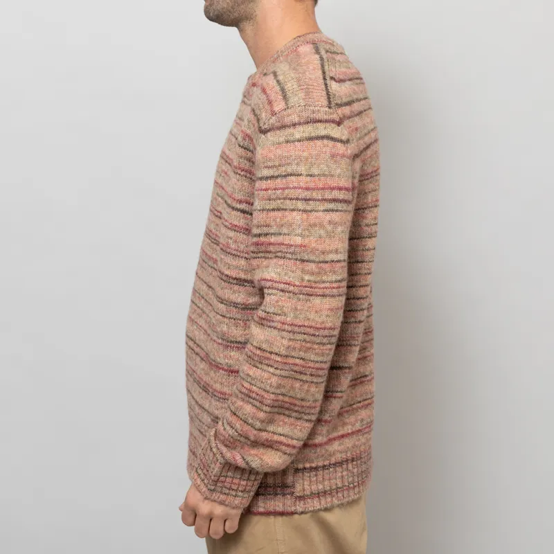 Wax London Wilde Crewneck Pink Brown Space Dye Wool-2