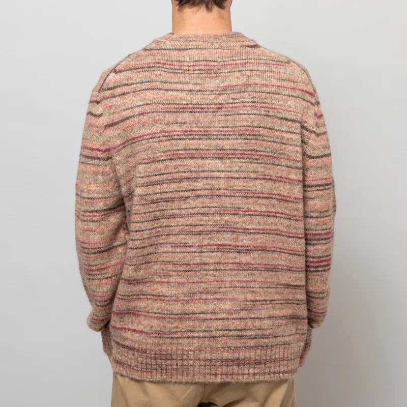 Wax London Wilde Crewneck Pink Brown Space Dye Wool-3