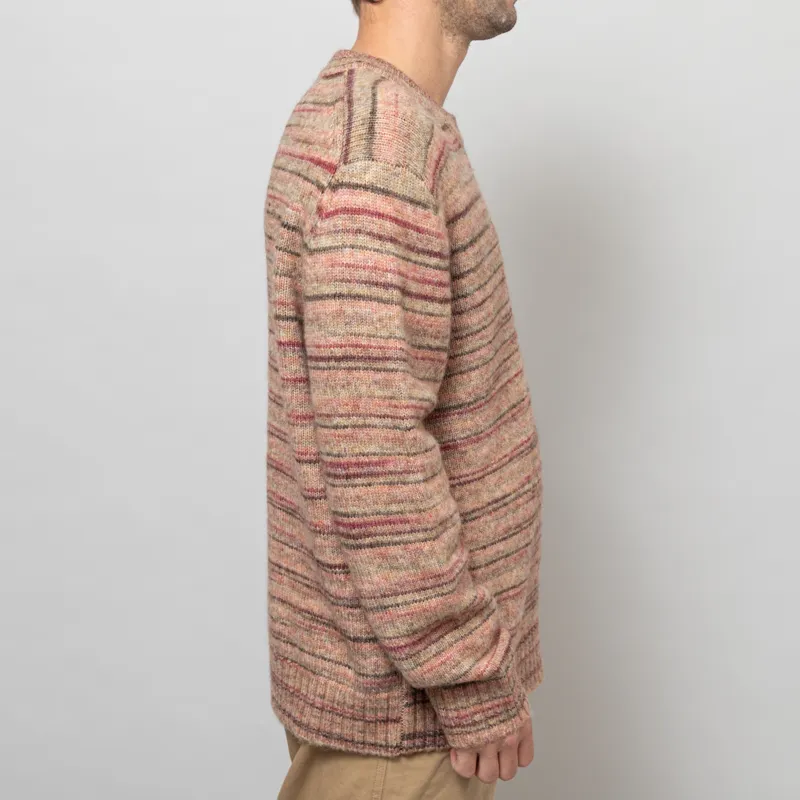 Wax London Wilde Crewneck Pink Brown Space Dye Wool-4