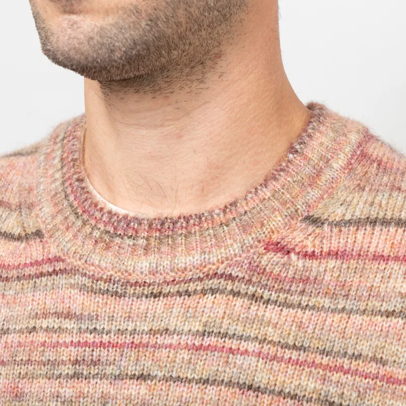 Wax London Wilde Crewneck Pink Brown Space Dye Wool-5