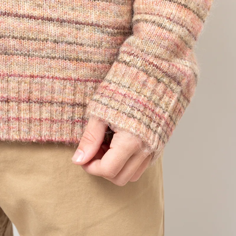 Wax London Wilde Crewneck Pink Brown Space Dye Wool-7