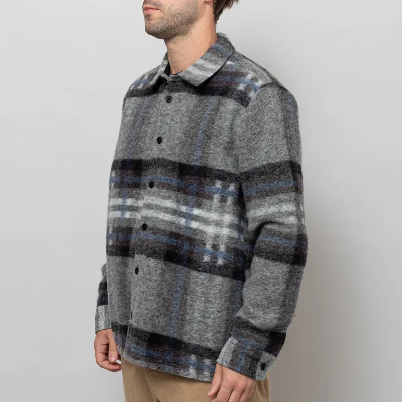 Wax London Nolan Overshirt Grey Blue Check Wool-2