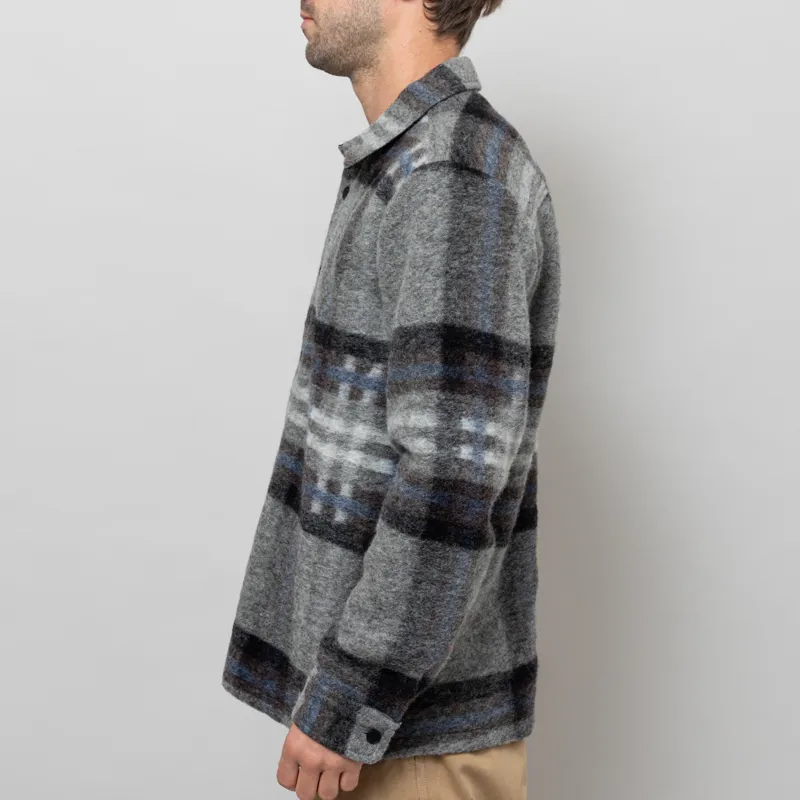 Wax London Nolan Overshirt Grey Blue Check Wool-3