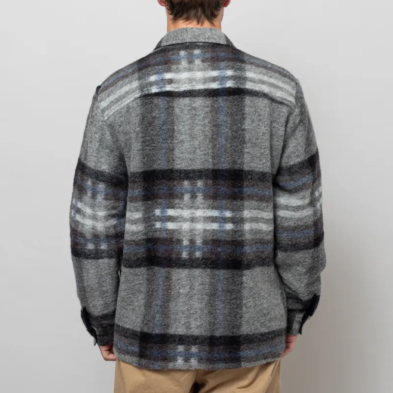 Wax London Nolan Overshirt Grey Blue Check Wool-4