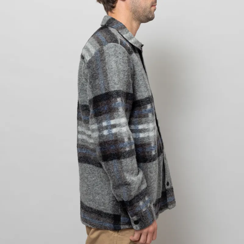 Wax London Nolan Overshirt Grey Blue Check Wool-5