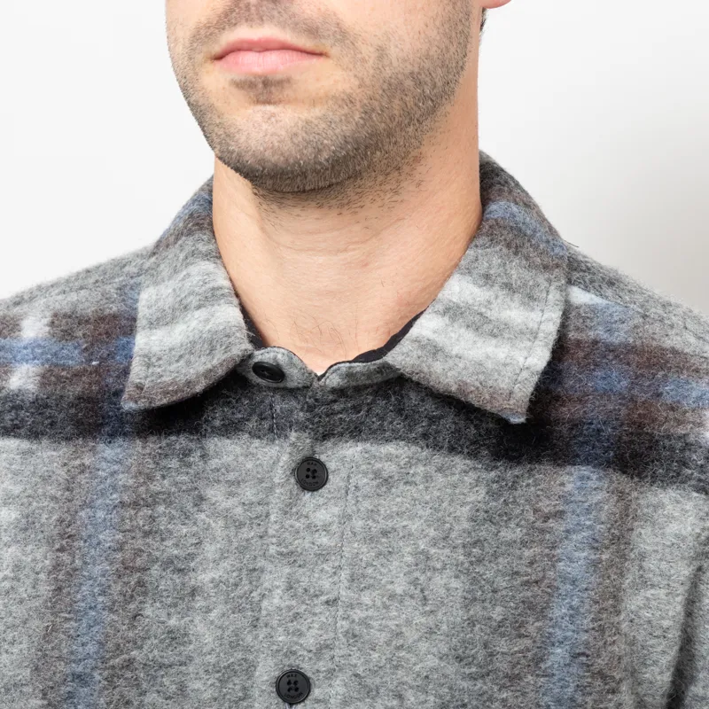 Wax London Nolan Overshirt Grey Blue Check Wool-6