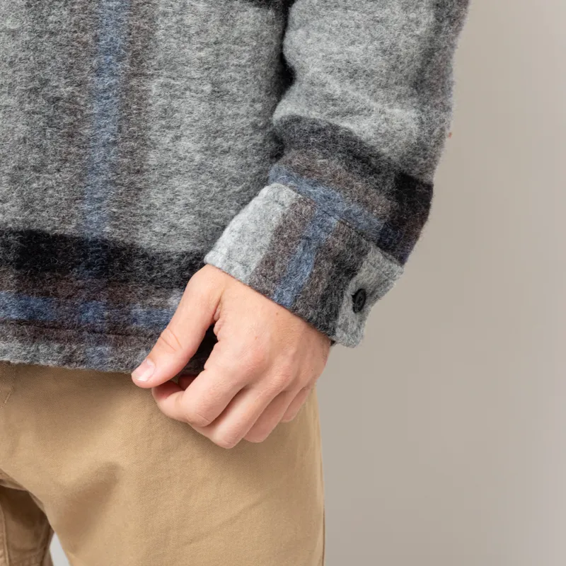 Wax London Nolan Overshirt Grey Blue Check Wool-9