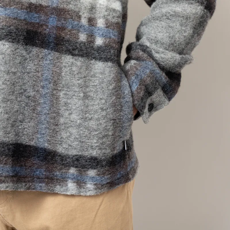 Wax London Nolan Overshirt Grey Blue Check Wool-8