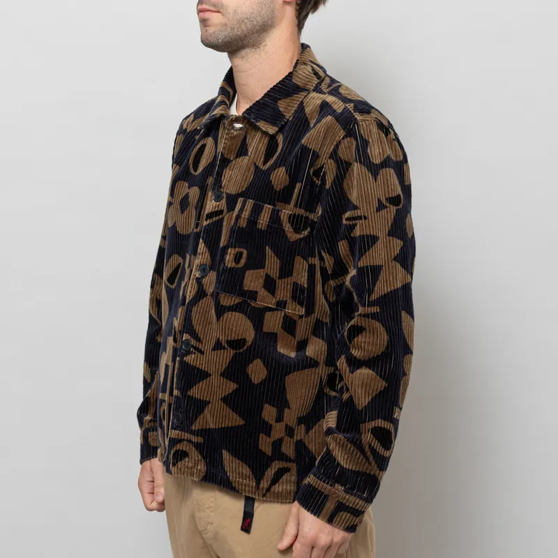 Wax London Rockley Overshirt Navy Khaki Shapes Jumbo Corduroy-2
