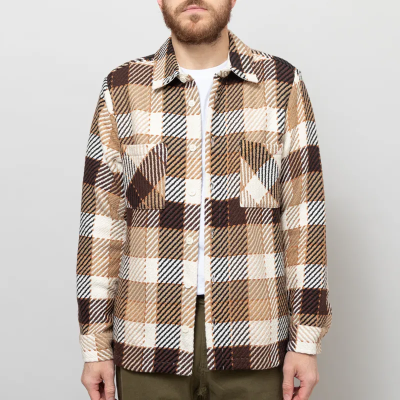 Wax London Whiting Overshirt Natural Brown Pike Check -1