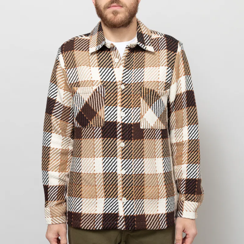 Wax London Whiting Overshirt Natural Brown Pike Check 