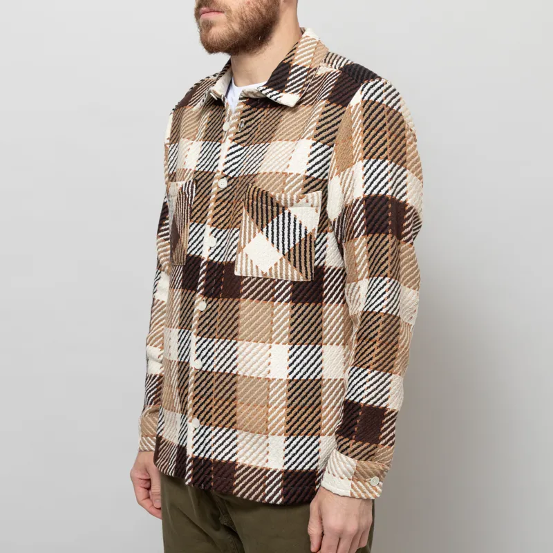 Wax London Whiting Overshirt Natural Brown Pike Check -2