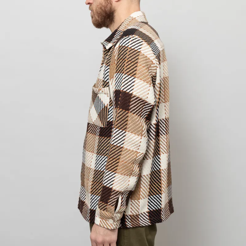Wax London Whiting Overshirt Natural Brown Pike Check -3