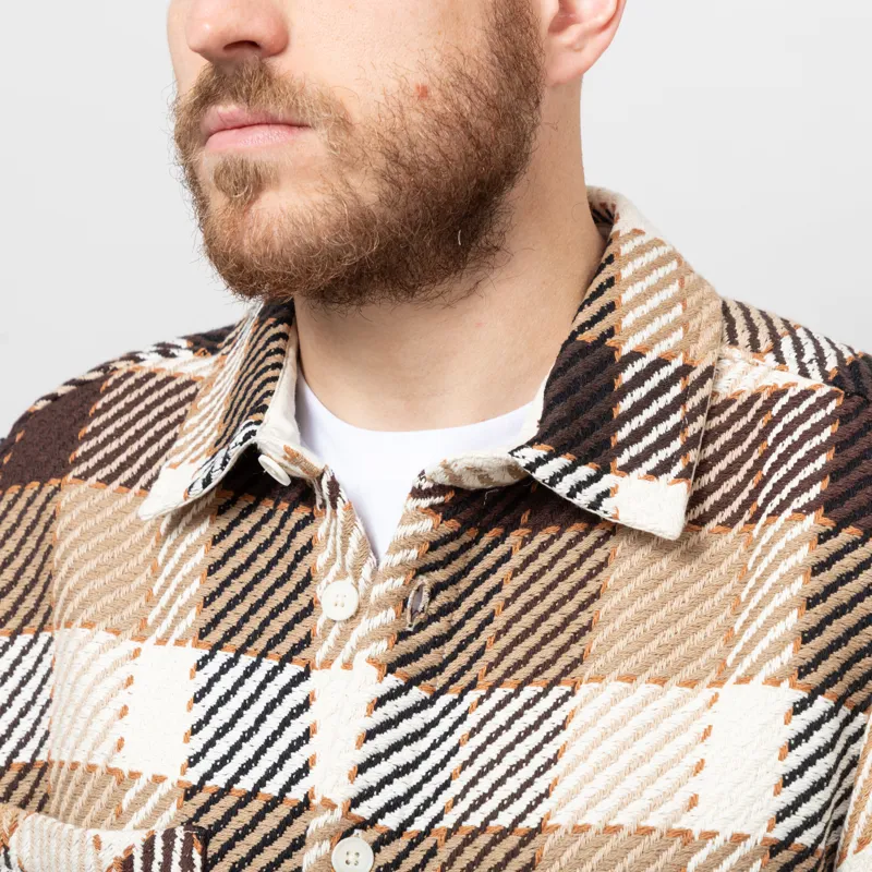 Wax London Whiting Overshirt Natural Brown Pike Check -6