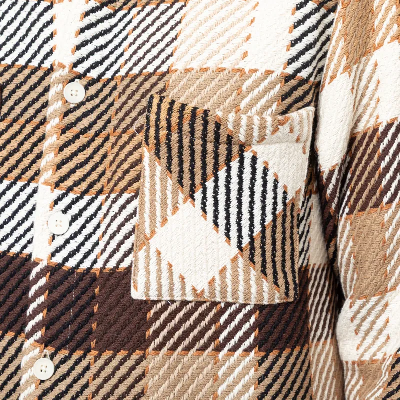 Wax London Whiting Overshirt Natural Brown Pike Check -8