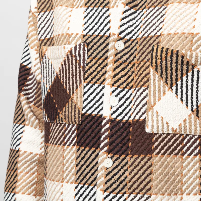 Wax London Whiting Overshirt Natural Brown Pike Check -7