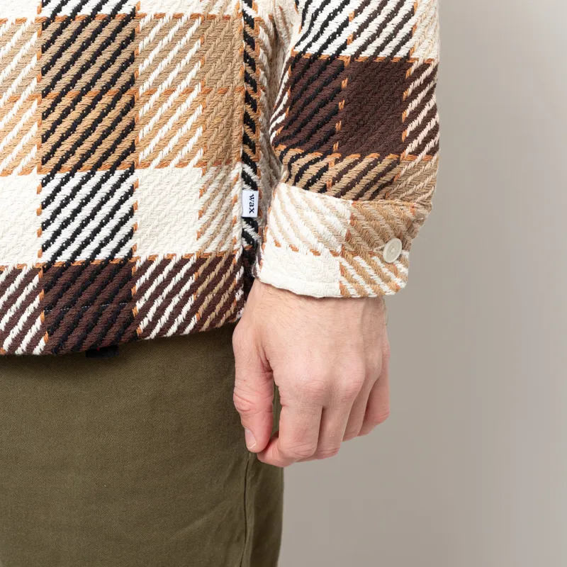 Wax London Whiting Overshirt Natural Brown Pike Check -9
