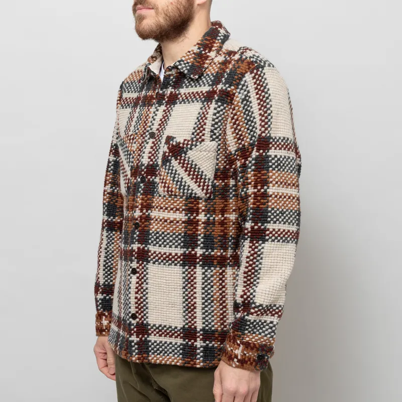 Wax London Whiting Overshirt Ecru Multi Wool Blend Bobble-2