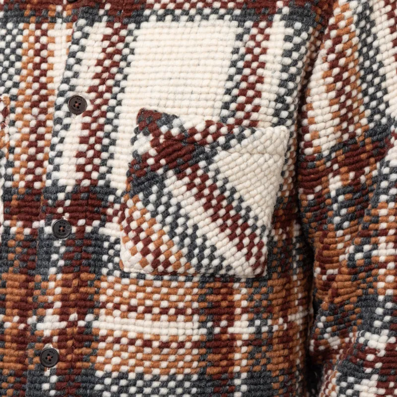 Wax London Whiting Overshirt Ecru Multi Wool Blend Bobble-9