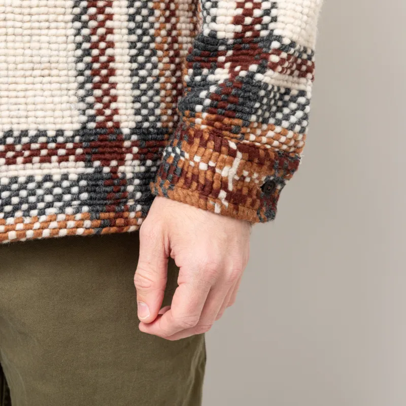 Wax London Whiting Overshirt Ecru Multi Wool Blend Bobble-10