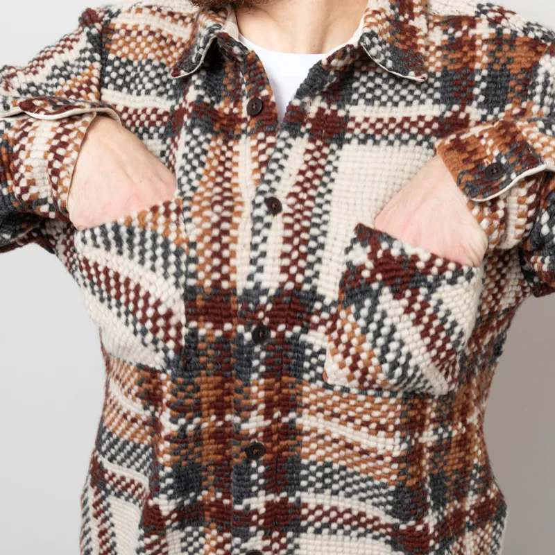 Wax London Whiting Overshirt Ecru Multi Wool Blend Bobble-7