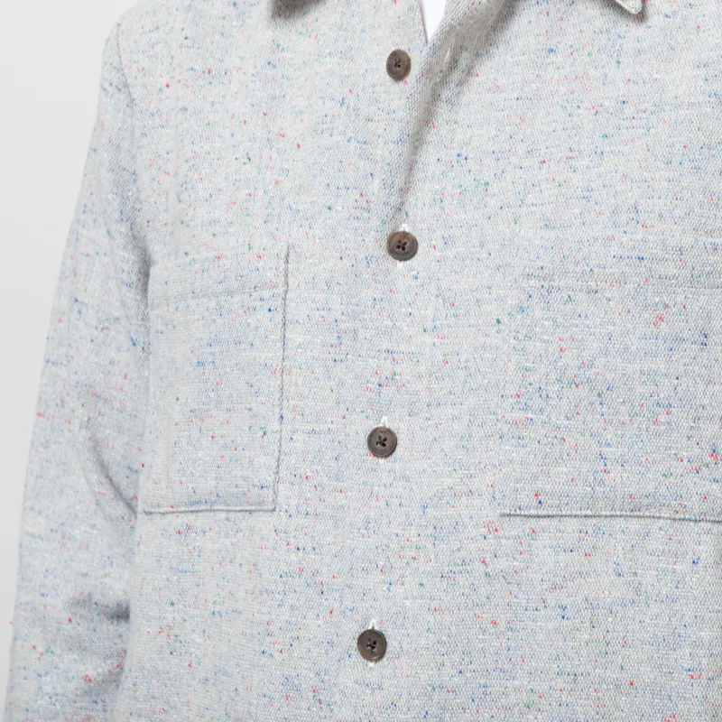 Wax London Whiting Overshirt Blue Wool Blend Fleck-7