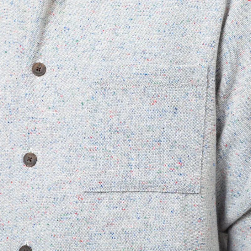 Wax London Whiting Overshirt Blue Wool Blend Fleck-8