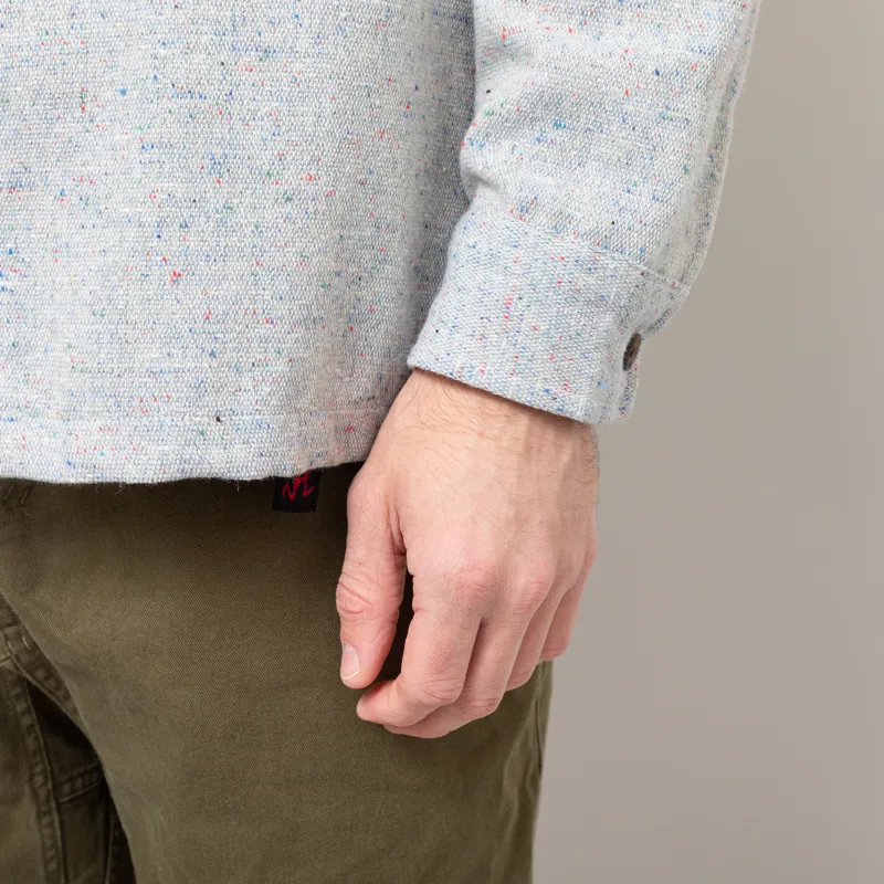 Wax London Whiting Overshirt Blue Wool Blend Fleck-10