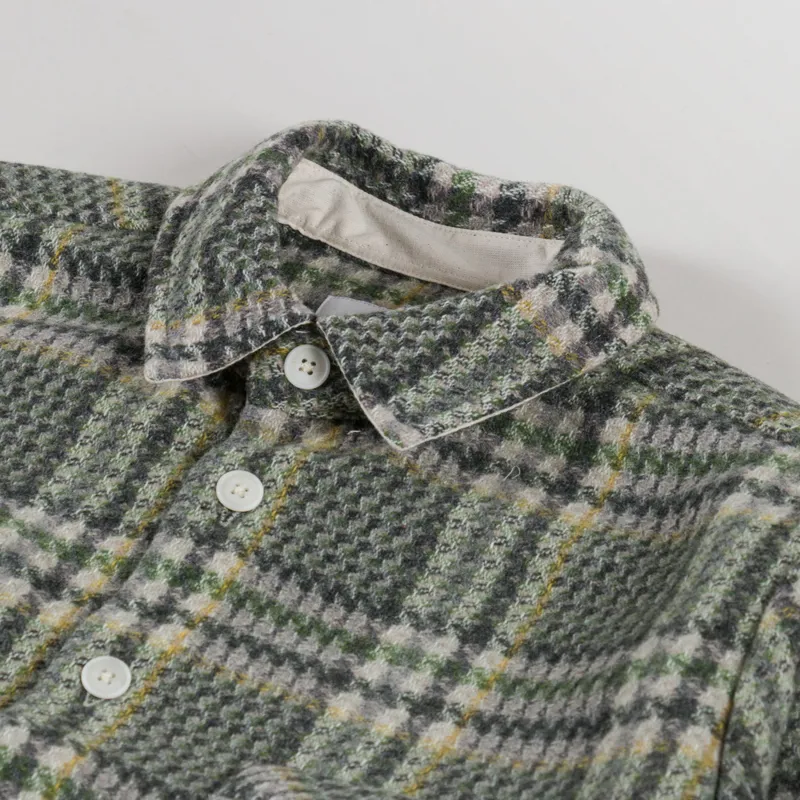 Wax London Whiting Overshirt Green Wool Check-4