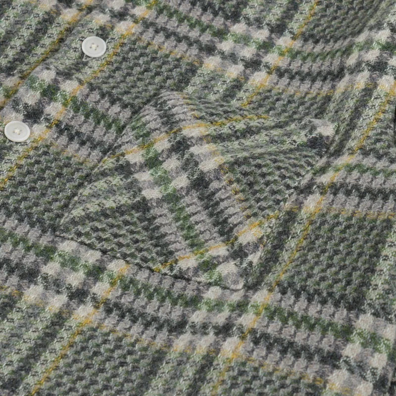 Wax London Whiting Overshirt Green Wool Check-5