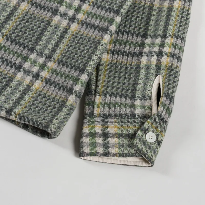 Wax London Whiting Overshirt Green Wool Check-8