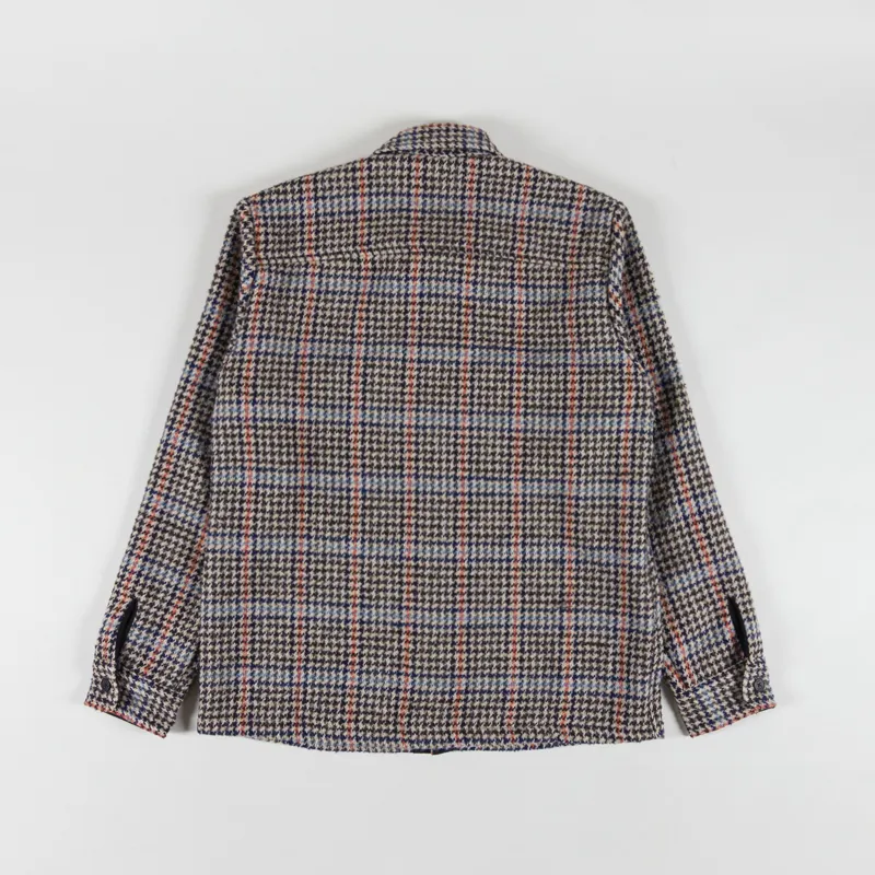 Wax London Whiting Overshirt Grey Houndstooth Wool Mix-1