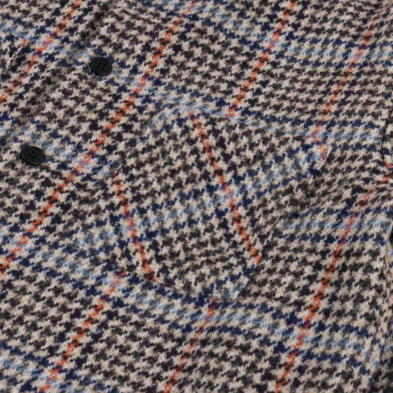 Wax London Whiting Overshirt Grey Houndstooth Wool Mix-6