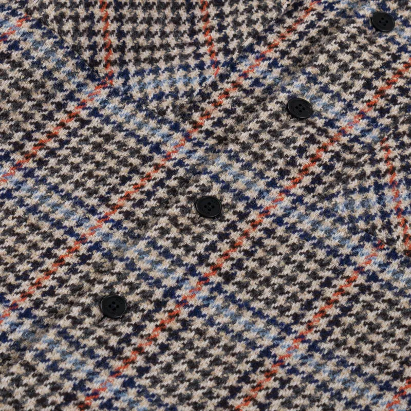 Wax London Whiting Overshirt Grey Houndstooth Wool Mix-5