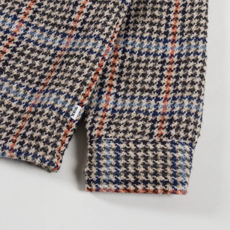 Wax London Whiting Overshirt Grey Houndstooth Wool Mix-7