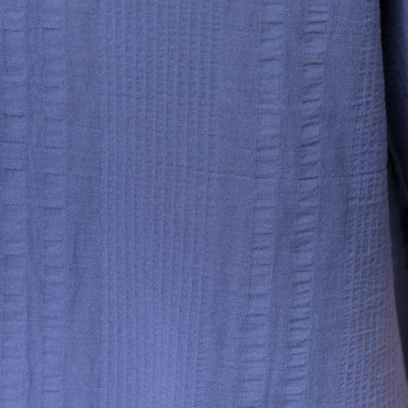 Wax London Didcot Shirt Dark Blue Double Weave Seersucker-6