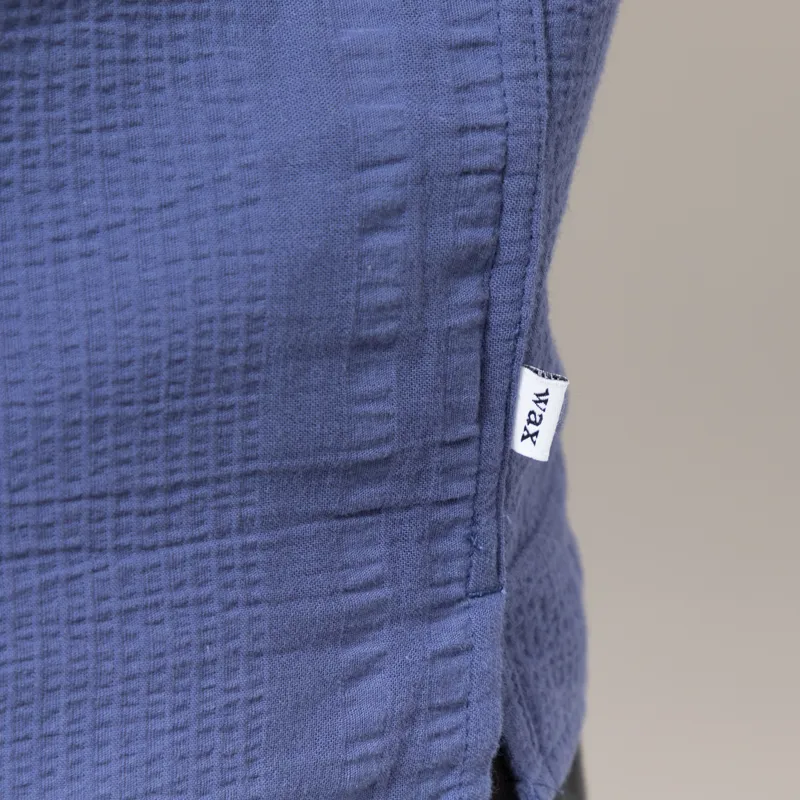 Wax London Didcot Shirt Dark Blue Double Weave Seersucker-7