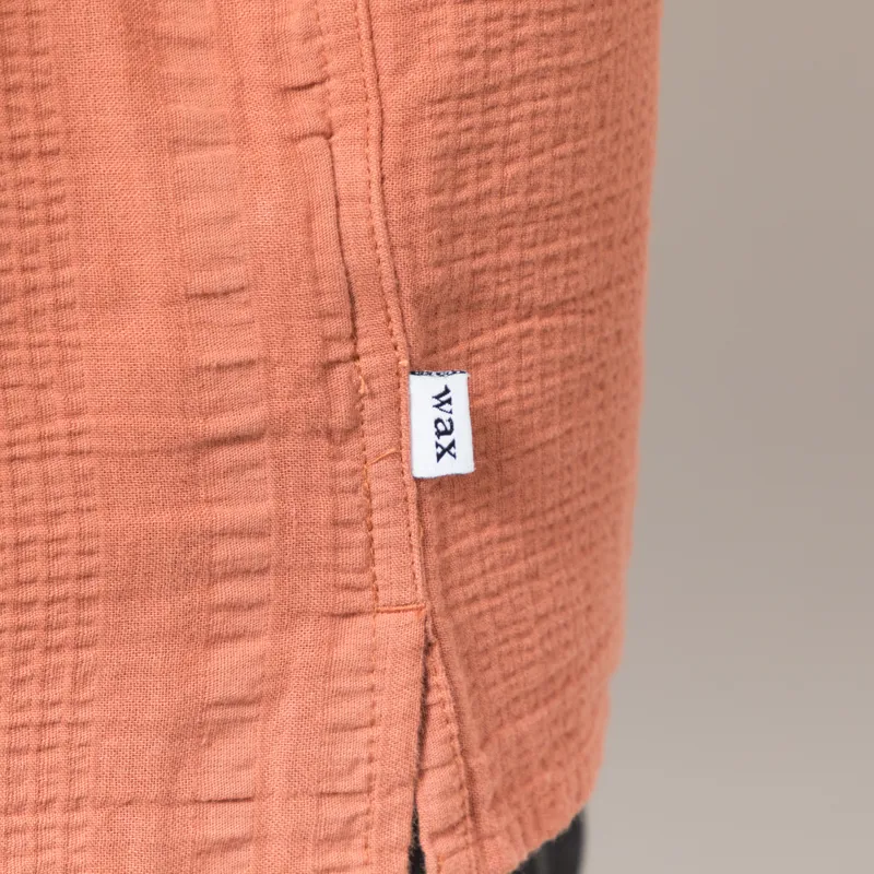 Wax London Didcot Shirt Rust Double Weave Seersucker-6